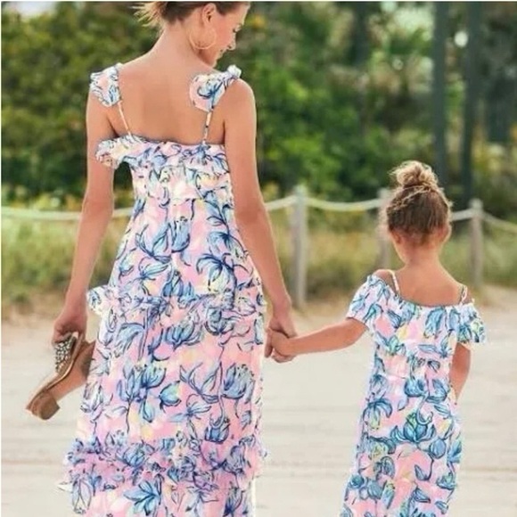 Lilly Pulitzer Riland Sweet Pea Pink Chasing The Sun Maxi Dress - Picture 8 of 10
